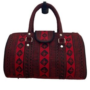 Banda Bags Nano Red Black Embroidered Speedy Doctors Bag Shoulder Strap NWT NEW